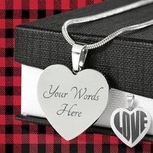 Load image into Gallery viewer, Love Heart Shaped Pendant Engraved Stainless Steel Necklace
