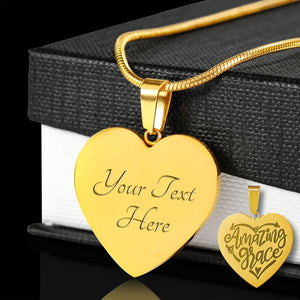 Amazing Grace 18k Gold Plated Pendant Necklace With Chain and Gift Box Engraved Christian and Religious