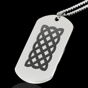 Celtic Knotwork Knot Engraved Stainless Steel Dog Tag With Chain