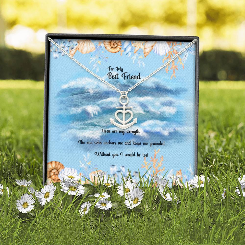 Gift For Best Friend Anchor Pendant Necklace Gift Set With Gift Box and Message Card