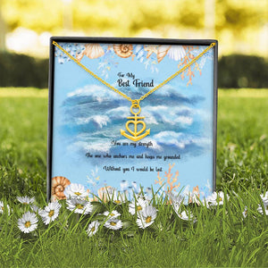 Gift For Best Friend Anchor Pendant Necklace Gift Set With Gift Box and Message Card