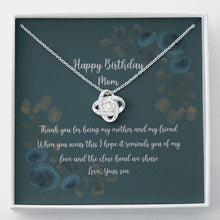 Load image into Gallery viewer, Mom Birthday Gift From Son 14K Gold Finish Stainless Steel Love Knot Pendant Necklace With Gift Box
