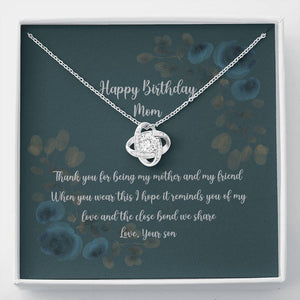 Mom Birthday Gift From Son 14K Gold Finish Stainless Steel Love Knot Pendant Necklace With Gift Box