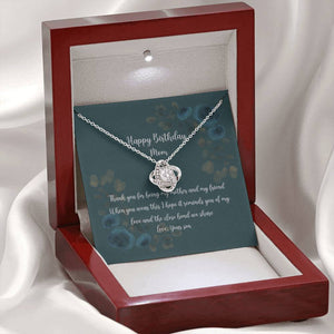 Mom Birthday Gift From Son 14K Gold Finish Stainless Steel Love Knot Pendant Necklace With Gift Box
