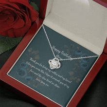 Load image into Gallery viewer, Mom Birthday Gift From Son 14K Gold Finish Stainless Steel Love Knot Pendant Necklace With Gift Box
