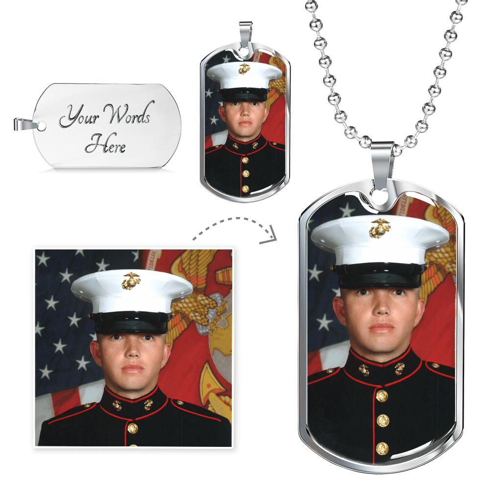 Military Dog Tag Custom Photo Necklace Ball Chain Surgical Steel