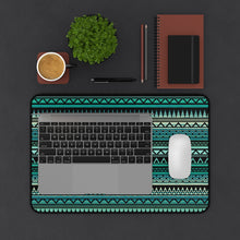 Load image into Gallery viewer, Turquoise, Tan and Black Ethnic Style Pattern Desk Mat

