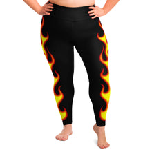 Load image into Gallery viewer, Flames on Black Plus Size Leggings Sizes 2X - 6X Squat Proof
