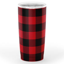 Load image into Gallery viewer, Red Buffalo Plaid Insulated 20oz Stainless Steel Travel Mug Hot or Cold

