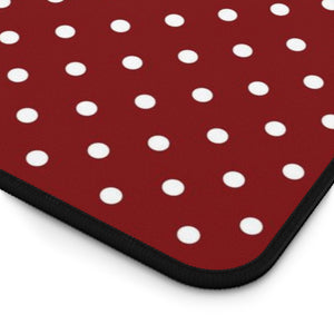 Red and White Polkadot Desk Mat Keyboard Pad