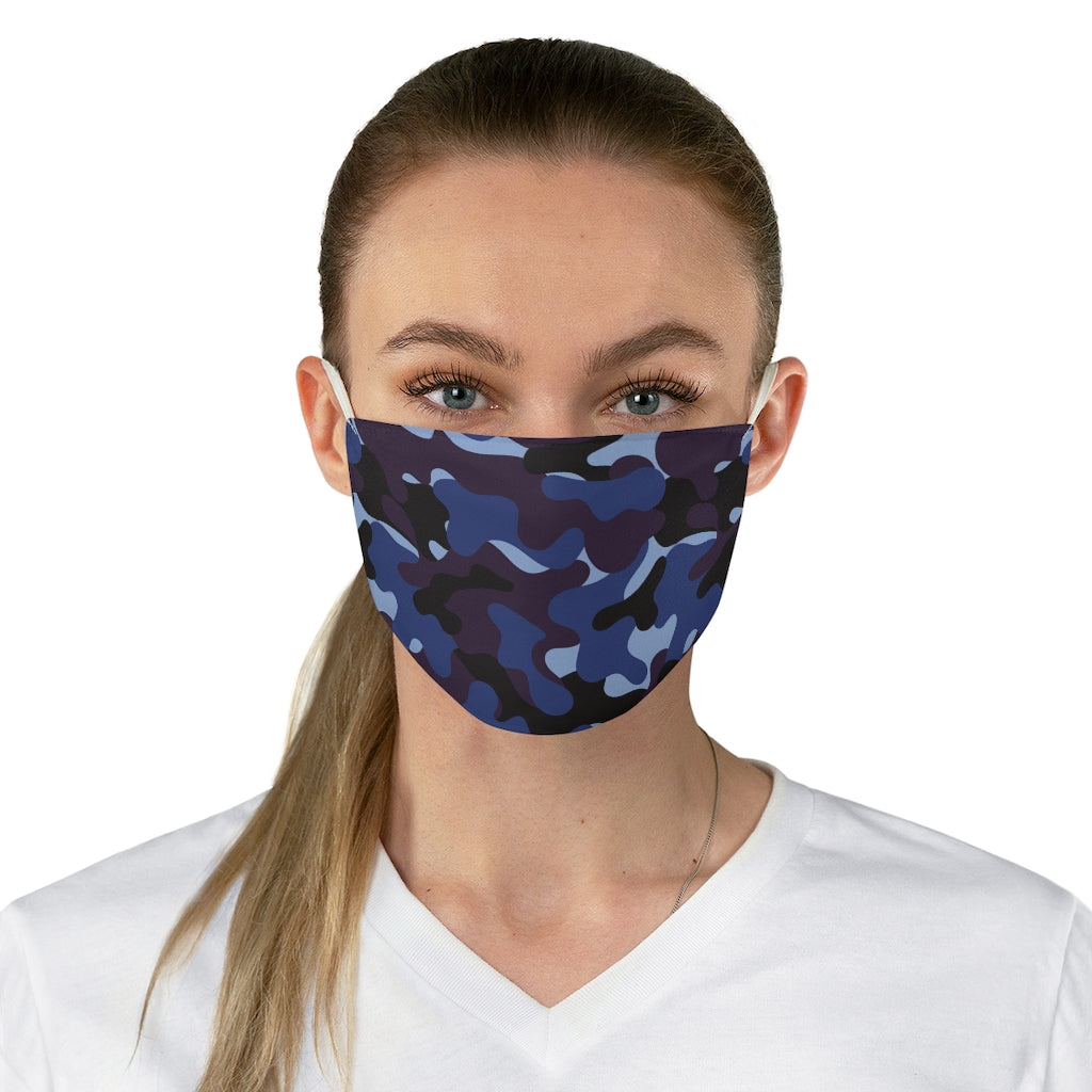 Blue, Purple and Black Camo Printed Cloth Fabric Face Mask Colorful Camouflage