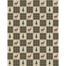 Load image into Gallery viewer, Twin Size Tan, Brown and Green Deer and Pine Trees Patchwork Plaid Pattern Microfiber Duvet Cover
