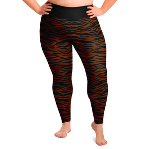 Dark Tiger Print Leggings Plus Size 2X - 6X Squat Proof