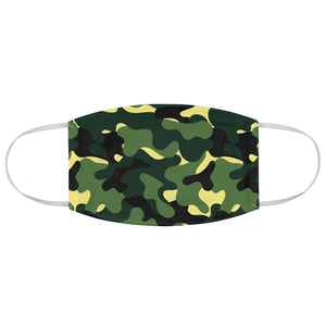 Green Camo Printed Cloth Fabric Face Mask Colorful Green, Yellow and Black Camouflage