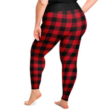 Load image into Gallery viewer, Red and Black Buffalo Plaid Plus Size Leggings 2X-6X Squat Proof
