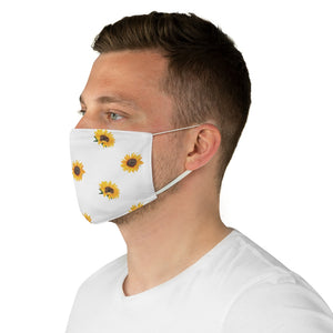 White With Sunflower Pattern Printed Cloth Fabric Face Mask Farmhouse Country