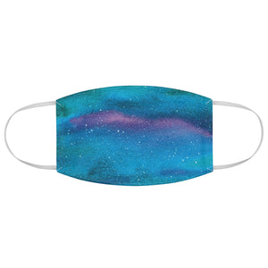 Blue Galaxy Printed Cloth Fabric Face Mask Colorful Purple, Green and Black Outer Space