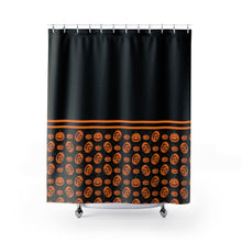 Load image into Gallery viewer, Halloween Pumpkin Pattern Orange and Black Shower Curtain
