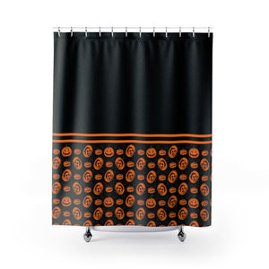Halloween Pumpkin Pattern Orange and Black Shower Curtain