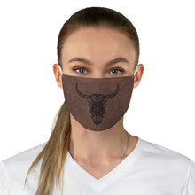 Load image into Gallery viewer, Southwestern Bull Cow Skull Design on Brown Faux Leather Printed Fabric Face Mask Boho
