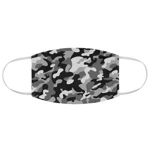 Gray, Black and White Camo Printed Cloth Fabric Face Mask Snow Camouflage Army Military