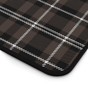 Brown and White Plaid Desk Mat For Laptop or Keyboard and Mouse