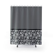 Load image into Gallery viewer, Baroque Floral Shower Curtain In Gray Contrast Color Block Pattern
