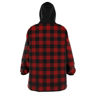 Red and Black Buffalo Plaid Snug Hoodie Wearable Blanket