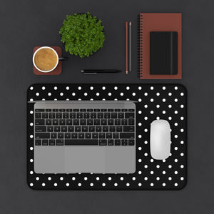Black and White Polkadot Desk Mat Keyboard Pad
