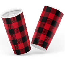 Load image into Gallery viewer, Red Buffalo Plaid Insulated 20oz Stainless Steel Travel Mug Hot or Cold
