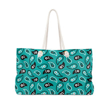 Load image into Gallery viewer, Turquoise Paisley Pattern Weekender Bag Beach Back With Rope Handles
