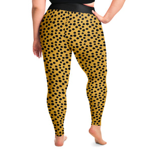 Cheetah Print Leggings Plus Size Yellow and Black Animal Print 2X Squat Proof- 6X