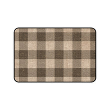 Load image into Gallery viewer, Brown Burlap Style Buffalo Plaid Printed Desk Mat
