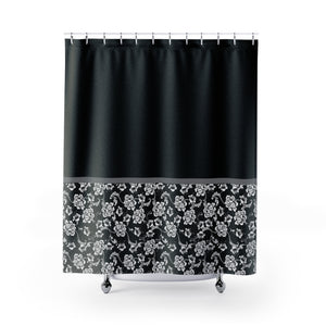 Baroque Shower Curtain In Black Contrast Color Block Pattern