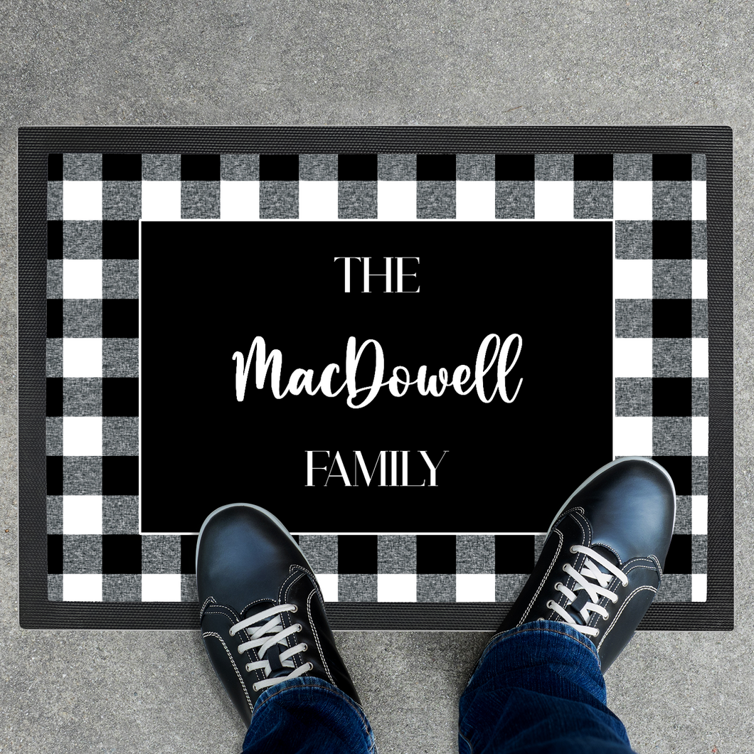 The MacDowell Family Buffalo Check Doormat Rubber Backing Machine Washable