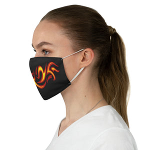 Tribal Flames in Red, Orange and Yellow on Printed Black Cloth Fabric Face Mask