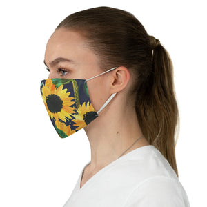 Blue With Sunflower Pattern Printed Cloth Fabric Face Mask Farmhouse Country