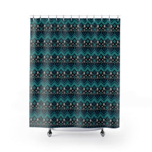 Load image into Gallery viewer, Teal Blue Ethnic Pattern Shower Curtain
