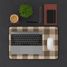 Load image into Gallery viewer, Brown Burlap Style Buffalo Plaid Printed Desk Mat

