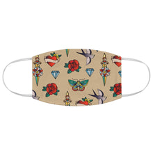 Load image into Gallery viewer, Tan With Traditional Tattoo Pattern Fabric Face Mask Printed Old School Style
