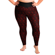 Load image into Gallery viewer, Red and Black Ethnic Pattern Aztec Boho Tribal Plus Size Leggings 2X-6X Squat Proof
