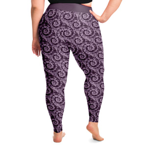 Purple Tie Dye Pattern Plus Size Leggings 2X-6X Squat Proof