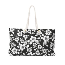 Load image into Gallery viewer, Black and White Hibiscus Hawaiian Pattern Beach Bag Weekender Bag For Shopping travel and More
