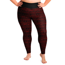 Load image into Gallery viewer, Wine Red Ethnic Boho Tribal Pattern Plus Size Squat Proof Leggings Curvy Sizes 2X-6X
