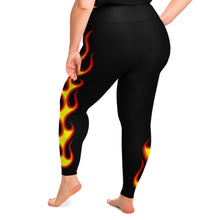 Load image into Gallery viewer, Flames on Black Plus Size Leggings Sizes 2X - 6X Squat Proof
