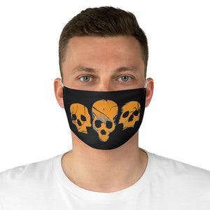 Orange Skulls on Black Fabric Face Mask Printed Cloth Halloween