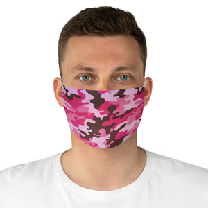 Hot Pink, Pink and Brown Camo Printed Cloth Fabric Face Mask Colorful Camouflage Army Military
