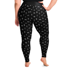 Load image into Gallery viewer, Black With Norse Runes Plus Size Leggings 2X-6X Squatproof

