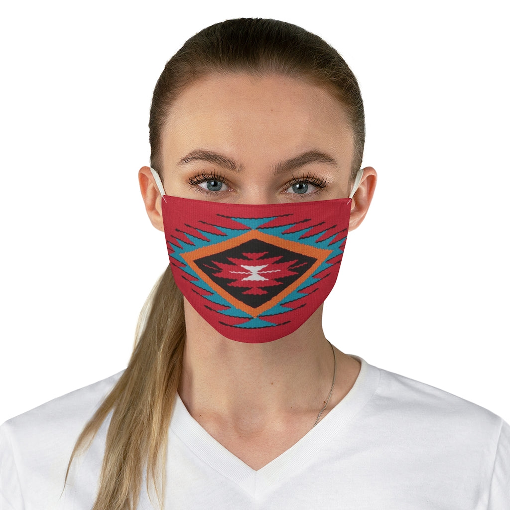 Ethnic Red and Blue Colorful Pattern Printed Fabric Face Mask Aztec Tribal