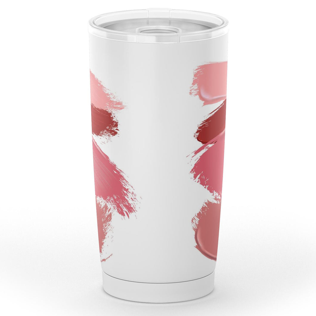 White With Lipstick Smudges and Smears Makeup Design Insulated Travel Coffee Mug Water Cup Stainless Steel